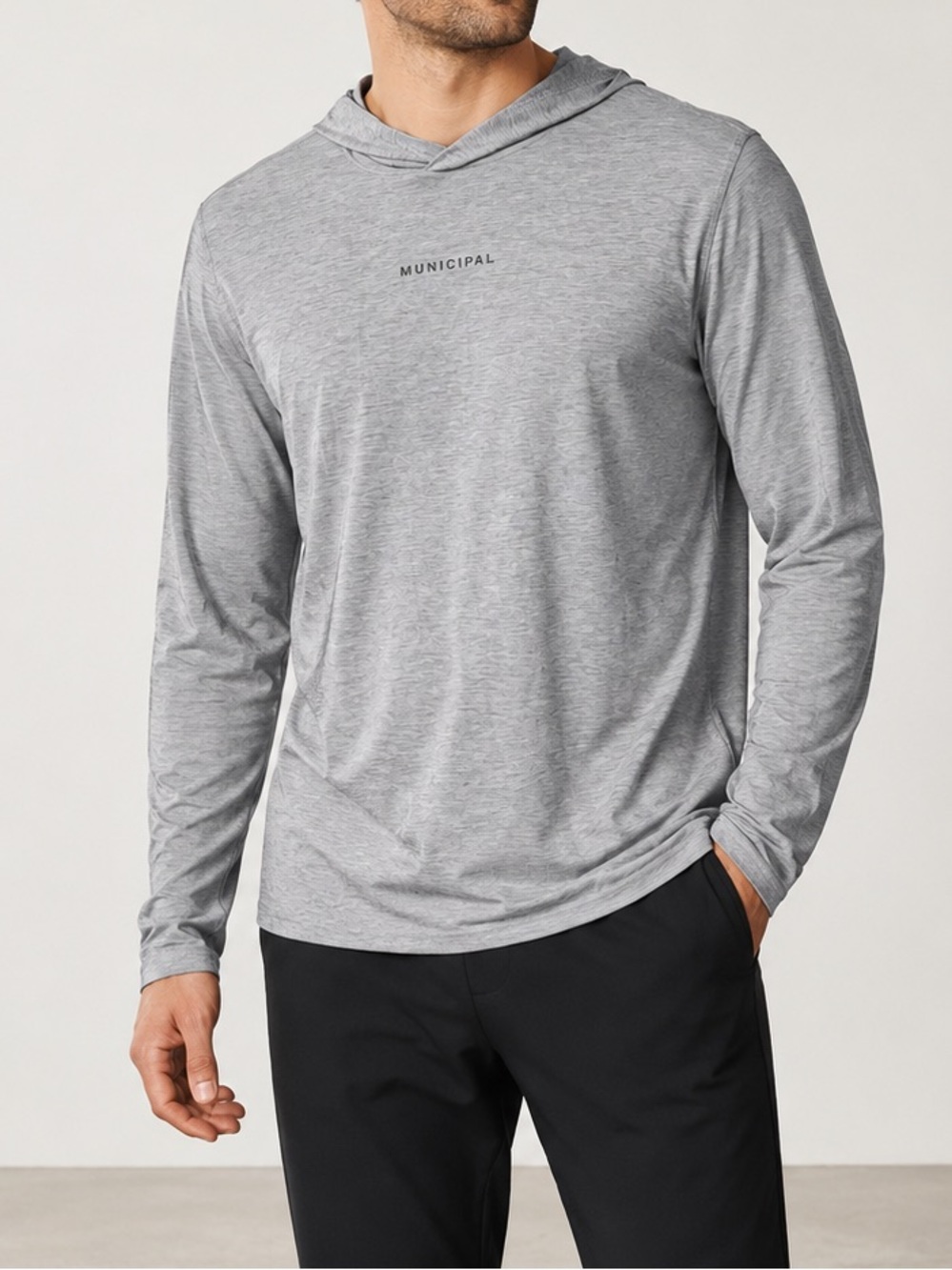 Municipal Athletic Gray Men’s Sport Utility Long-Sleeve Hooded Shirt